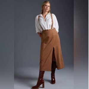 Anthropologie Faux Suede Midi Skirt